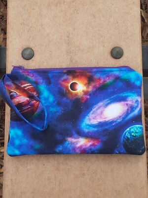 Galaxy Wristlet, Universe Clutch, Space Purse, Planets cosmetic bag, Mothers Day