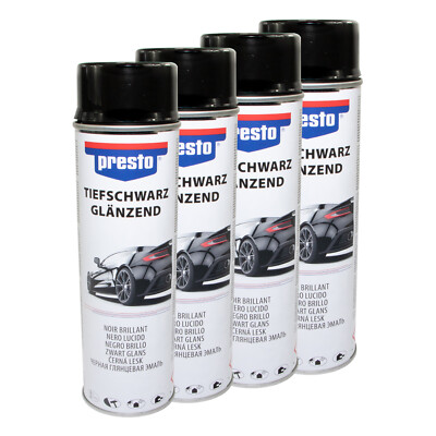 Karosserie Lack 4 X 500 ml Felgenlack Acryl Spray schwarz glänzend Presto 428948