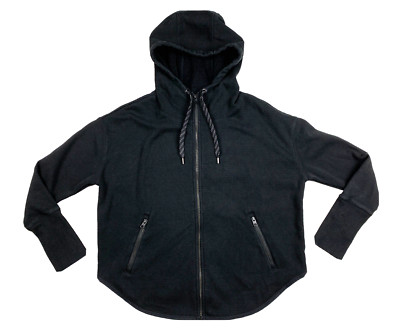 Athleta Cozy Karma Black Jacket Hoodie Full Zip Plush Lined Size Medium - Nice!