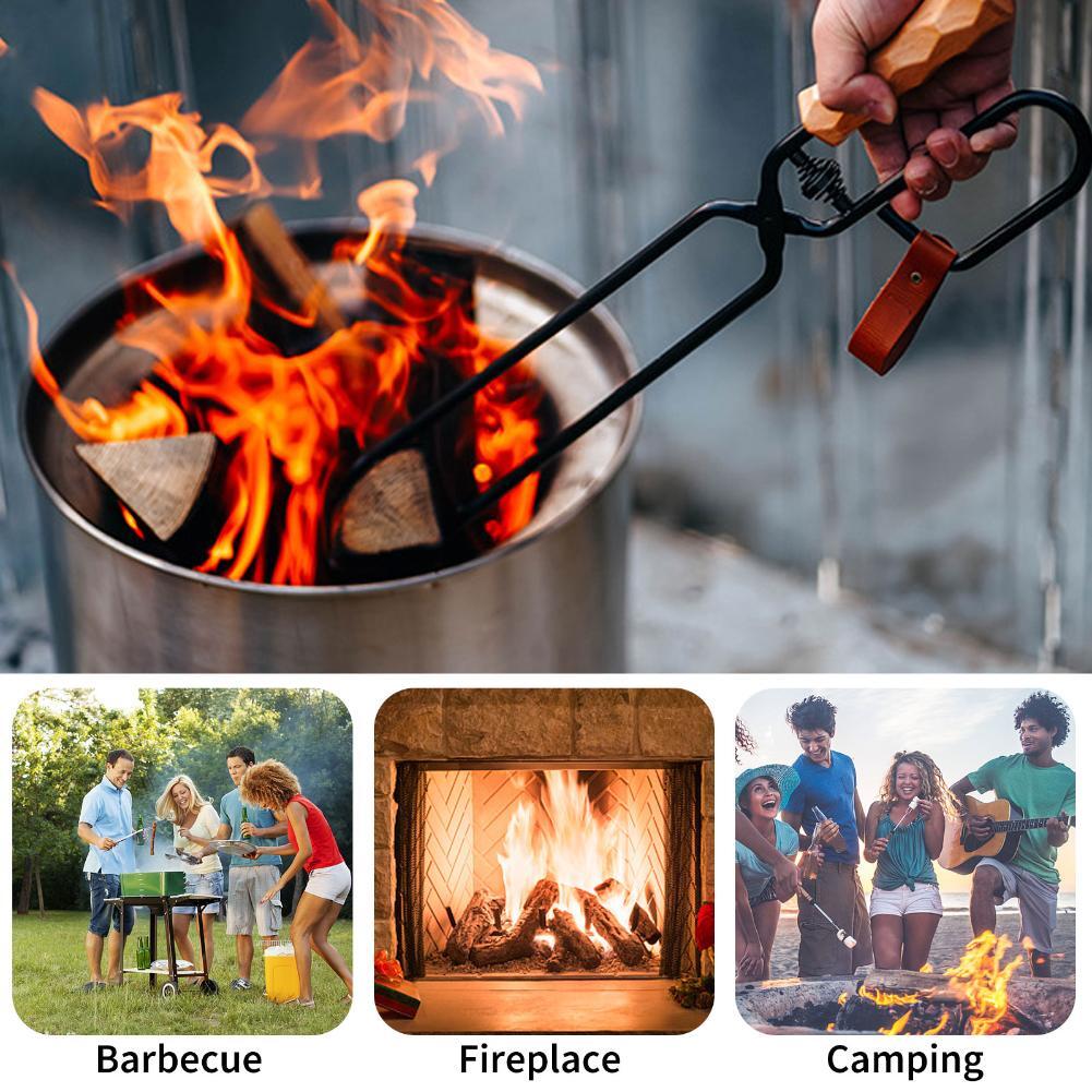 Firewood Tongs Log Grabber for Campfire Firepit Fireplace Wrought Iron Claw  | eBay