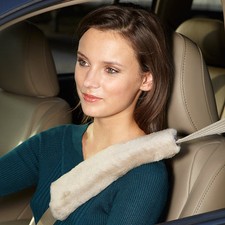 2pc Merino 100 Genuine Sheepskin Seat Belt Covers Comforter.