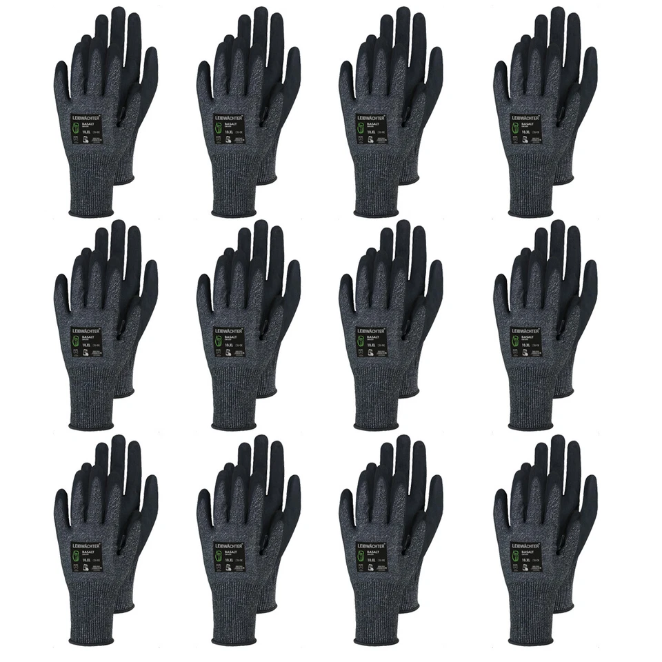 Leibwächter 12 Paar Montagehandschuhe Basalt Handschuhe Arbeitshandschuhe Touch