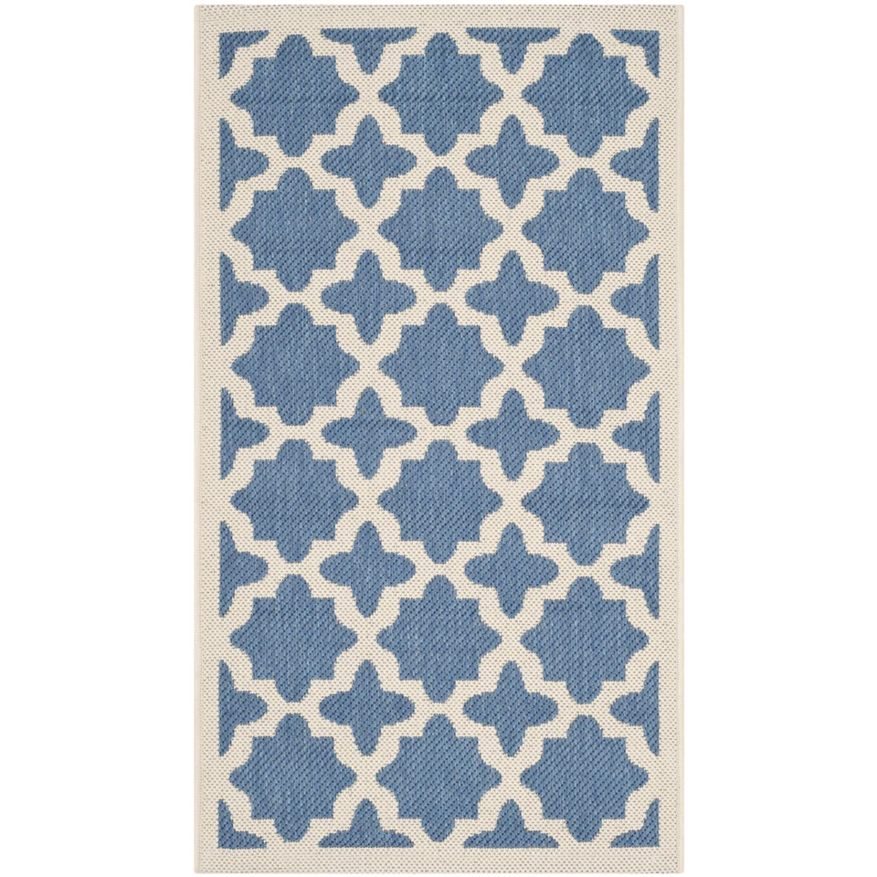 SAFAVIEH Indoor Outdoor CY6913-243 Courtyard Blue / Beige Rug - Image 2 of 4