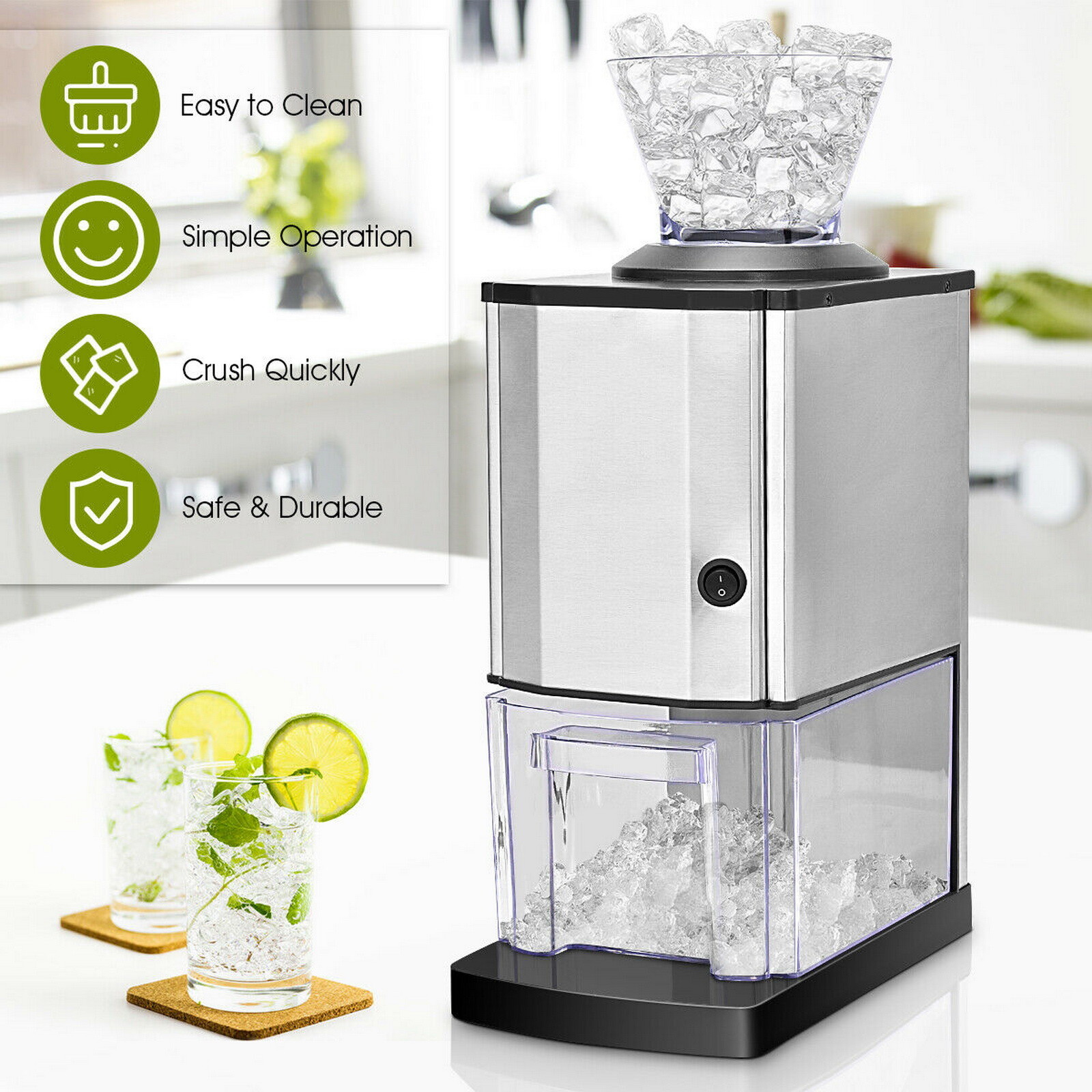 Countertop Electric Stainless Steel Ice Crusher Crushed Ice Maker Shaver Machine Ebay