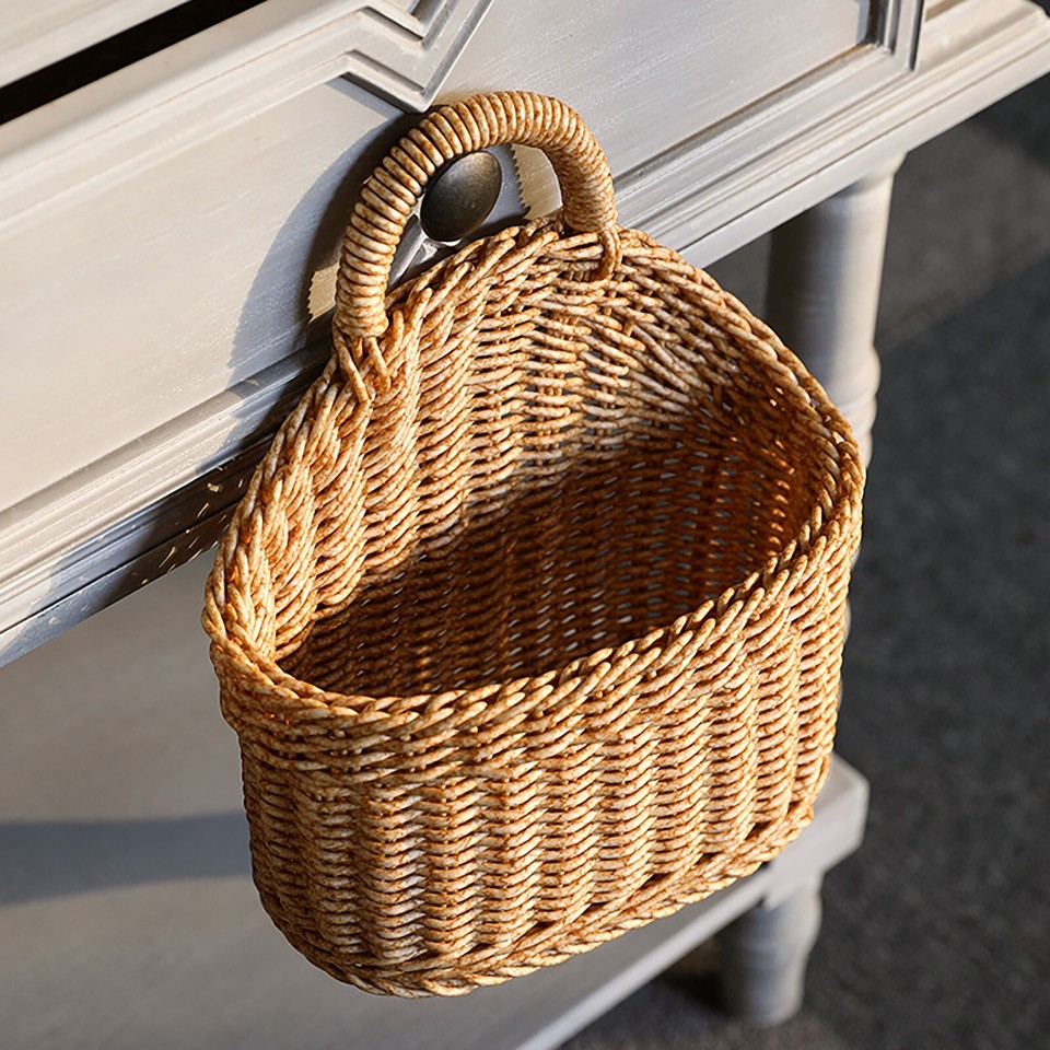 Hanging Storage Basket Plastic Pantry Wicker Baskets Wall Mount Basket