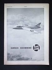 Original 1953 Advert Hawker Jet Aircraft Castrol Motor Oil