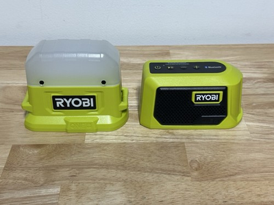 #ad Open box Ryobi Bluetooth Speaker PAD02B and Cordless Compact Area Light P796 $42.00