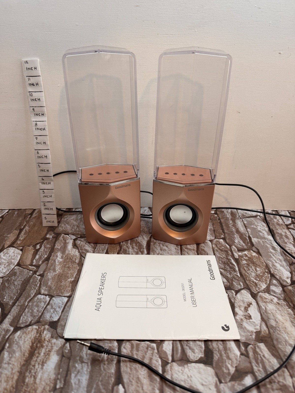 Goodmans Rose Gold Aqua Speakers LED Water Speakers & Instructions Free Postage