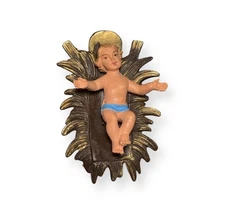 Vintage Nativity Baby Jesus & Manger Figure 3”ITALY Plastic Woolworth