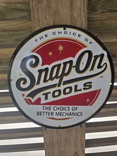 1950'S Collectible Vintage Snap-On Tools Porcelain Sign, Wrench, Sockets 12"