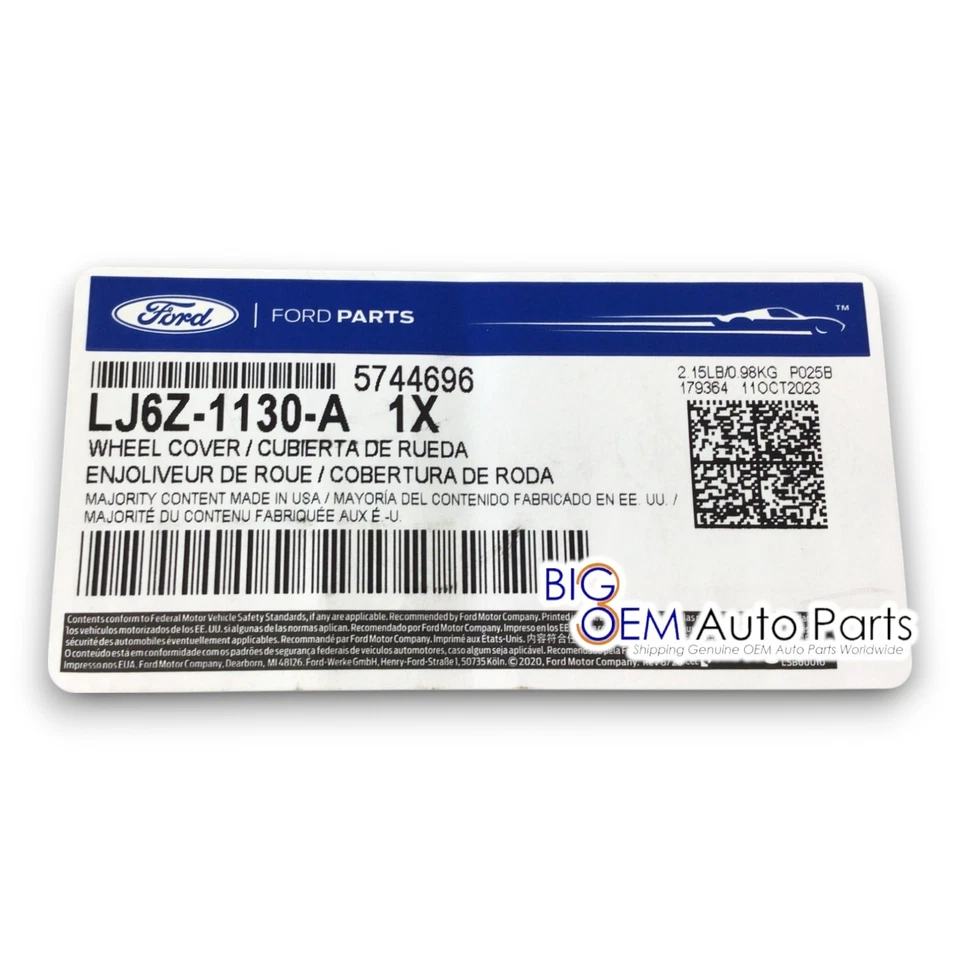 Ford Escape 2020-2024 17" rueda de acero cubierta tapacubos plateada nuevo OEM LJ6Z-1130-A Foto 4 de 4