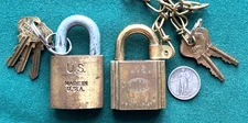 2 Vintage US ARMY Padlocks SARGENT & ILCO + Each w/ an Original Key