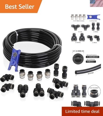 Hromee 14-Piece Polyurethane Air Hose Kit - 32.8 Feet, Push to Connect Fittings