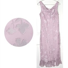 Worn 1X Vintage Pink Floral Applique Cowl Neck Midi Dress