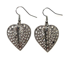 HEART Earrings Dangle Stainless Steel Silver New