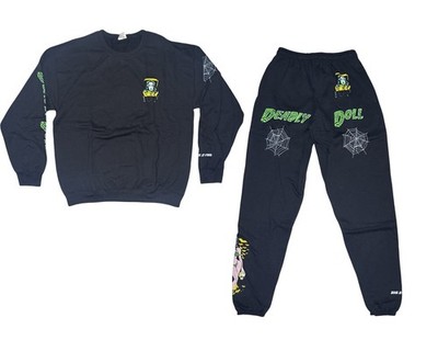 Deadly Doll Jesse Jo Stark Sweatpants Crewneck Set Black Size Large Brand New