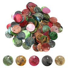 60Pcs Shell Beads for Jewelry Making, Flat Shell Coin, Mixed Colors