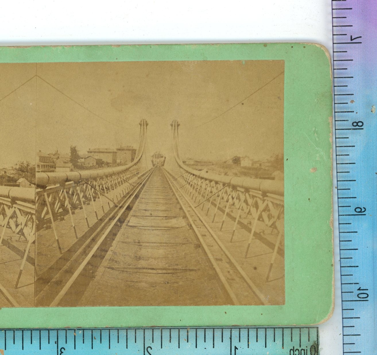 Suspension Bridge Niagara Railway  Stereoview