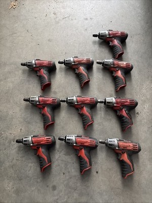 Lot Of (10) Broken Milwaukee 2401-20 M12 12V 1/40  HEX Screwdriver Compact Drill