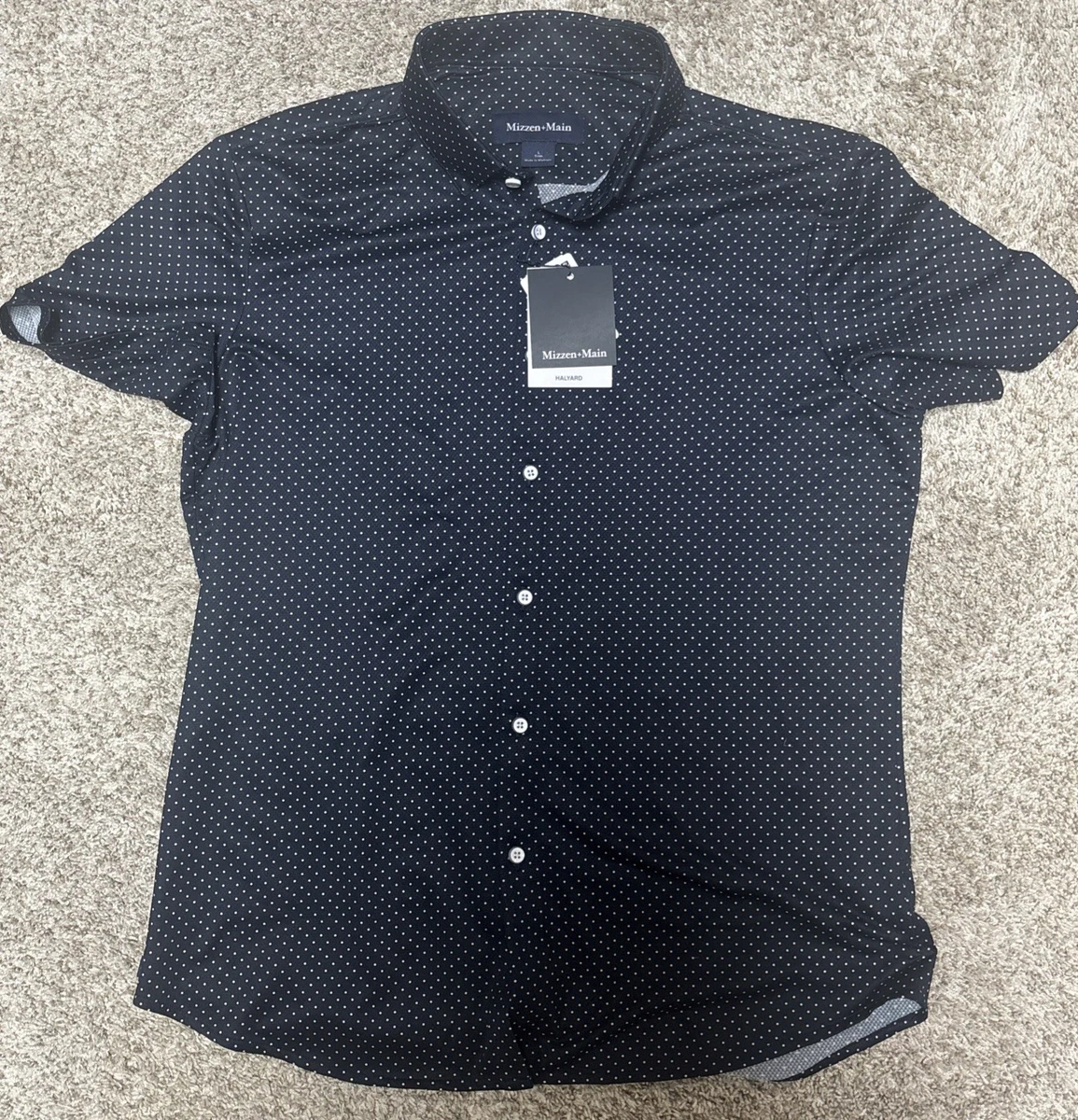 Polka Dot Short Sleeve Button-Up Casual Button-Down Shirts for Men