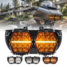 240W High Power Dual Motorcycles LED Headlight with High Low Beam Amber DRL H...