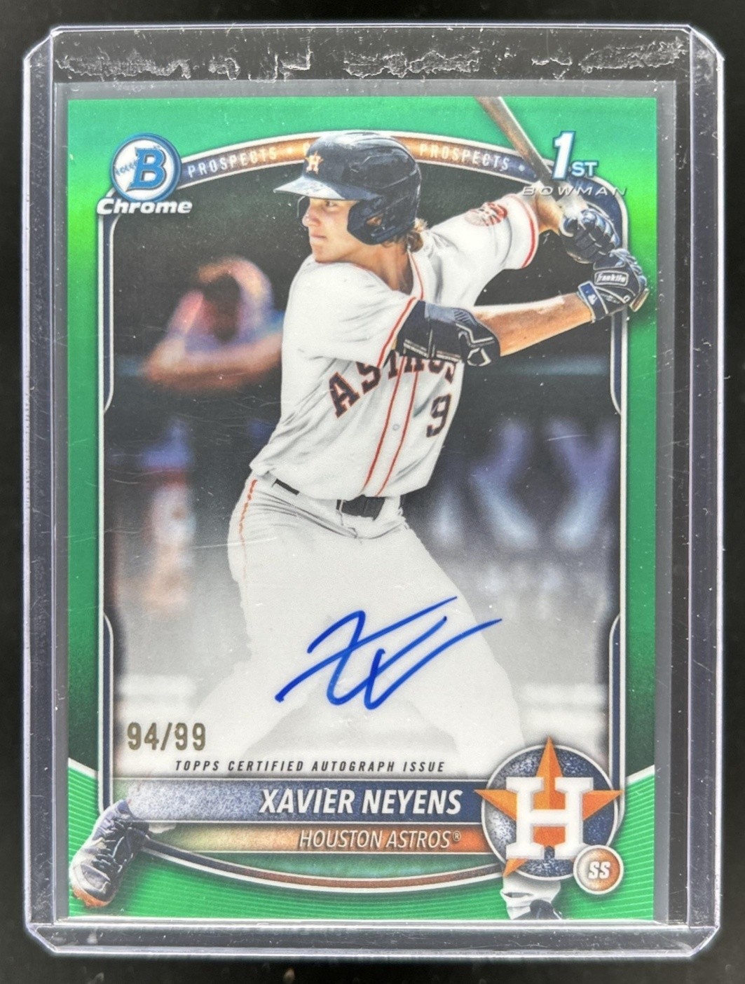 2025 Bowman Draft Xavier Neyens Chrome Auto Green Refractor 1st #/99 Astros