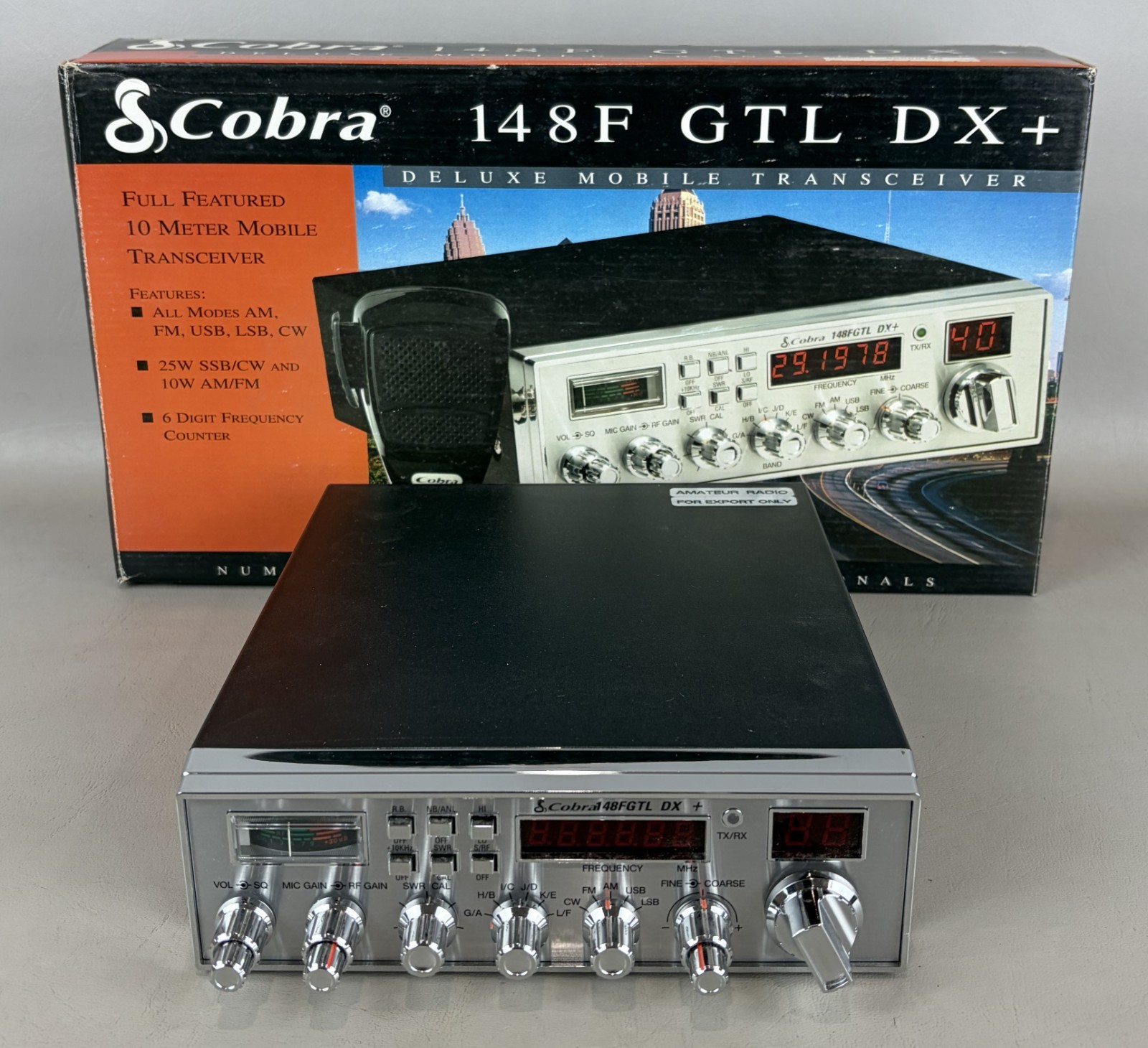NOS Cobra 148F GTL DX+ AM/FM/USB/LSB/CW 10 Meter Mobile CB Radio ...