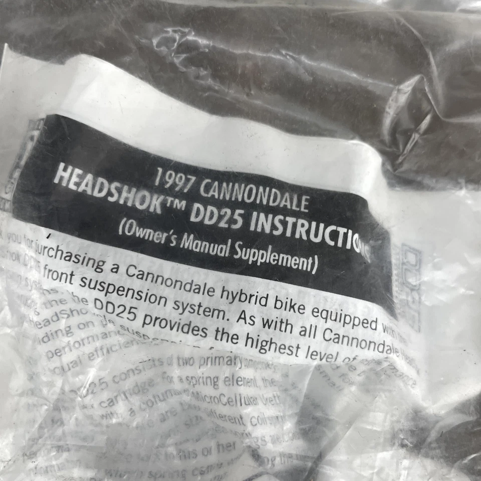 Kit Amortiguador Cannondale HeadShok DD25 De Colección 1997 NOS HD1127 Horquilla Manual Foto 3 de 4