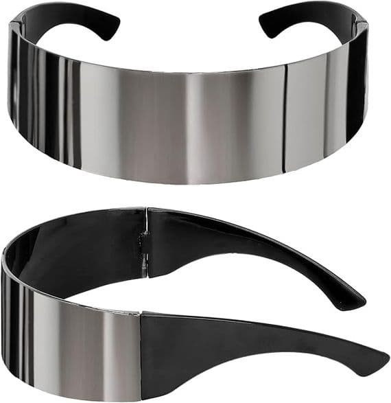 Adult 1990s Futuristic Mirror Visor Glasses Fancy Dress