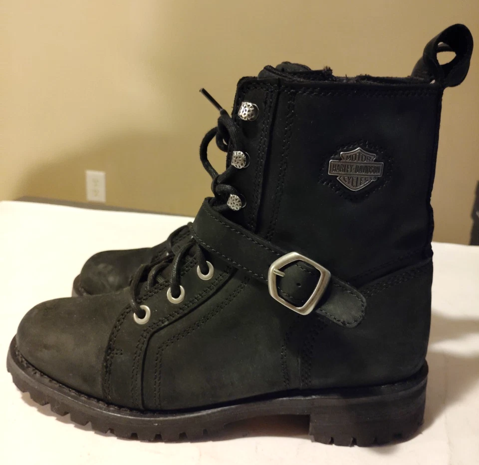 NEW Harley-Davidson Women's Sz 9 M Lornell 6 In Black Motorcycle Boots D84684 - Image 4 of 4