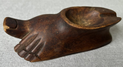 Vintage Hand Carved Wood Human Shaped Left Foot Cigar Cigarette Ashtray