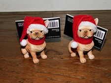 2 Christmas Santa Hat French Bulldog Frenchie Ornament Holiday Puppy Pet Decor