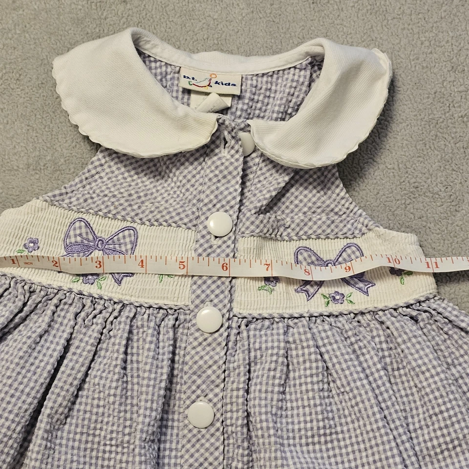 Vestido de guinga vintage años 90 b.t niños púrpura y blanco niñas 3T Foto 4 de 4
