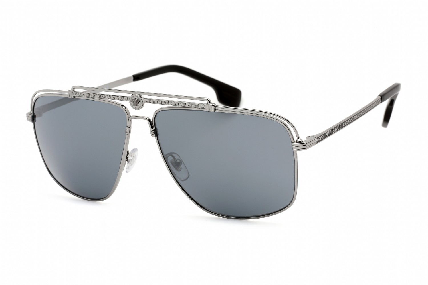 VERSACE VE2242 10016G Sunglasses Gunmetal Frame Grey Mirrored Black Lenses 61mm