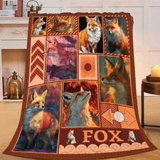 40x50" Orange Fox Throw Blanket Soft Warm Plush Fuzzy Fleece Kids Adult Gift