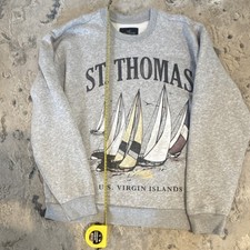 Hollister Relaxed Fit Graphic Pullover Sweater Gray St Thomas Virgin Islands L