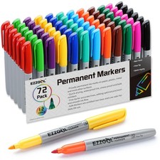 Permanent Markers Bulk Pack 72 Count Fine Point Assorted Color Set