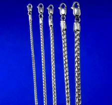 14K White Gold SOLID Round Franco Box Necklace Bracelet Chain 1mm-4mm 7"-30"
