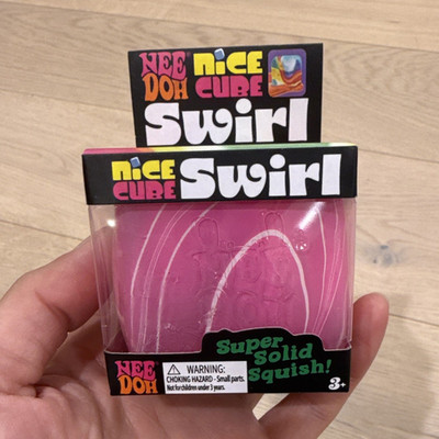 Schylling Nee Doh Nice Cube Swirl Squeeze Toy Pink/White 24351YP