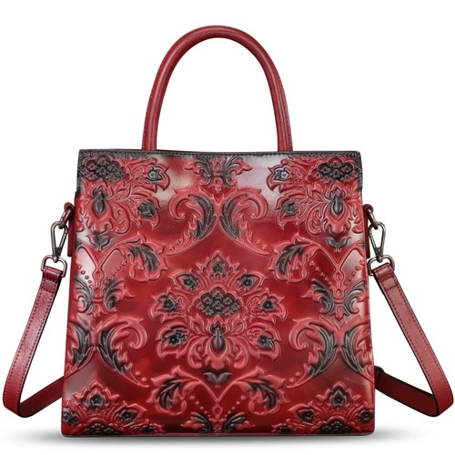 Genuine Leather Tote Bag for Women Satchel Embossed Leather Handbag Top Handl...