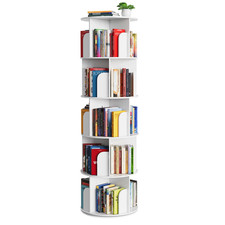 Spaceaid Cross Style 5 Tier Rotating Bookshelf Spinning 360 Bookcase Lazy Susan