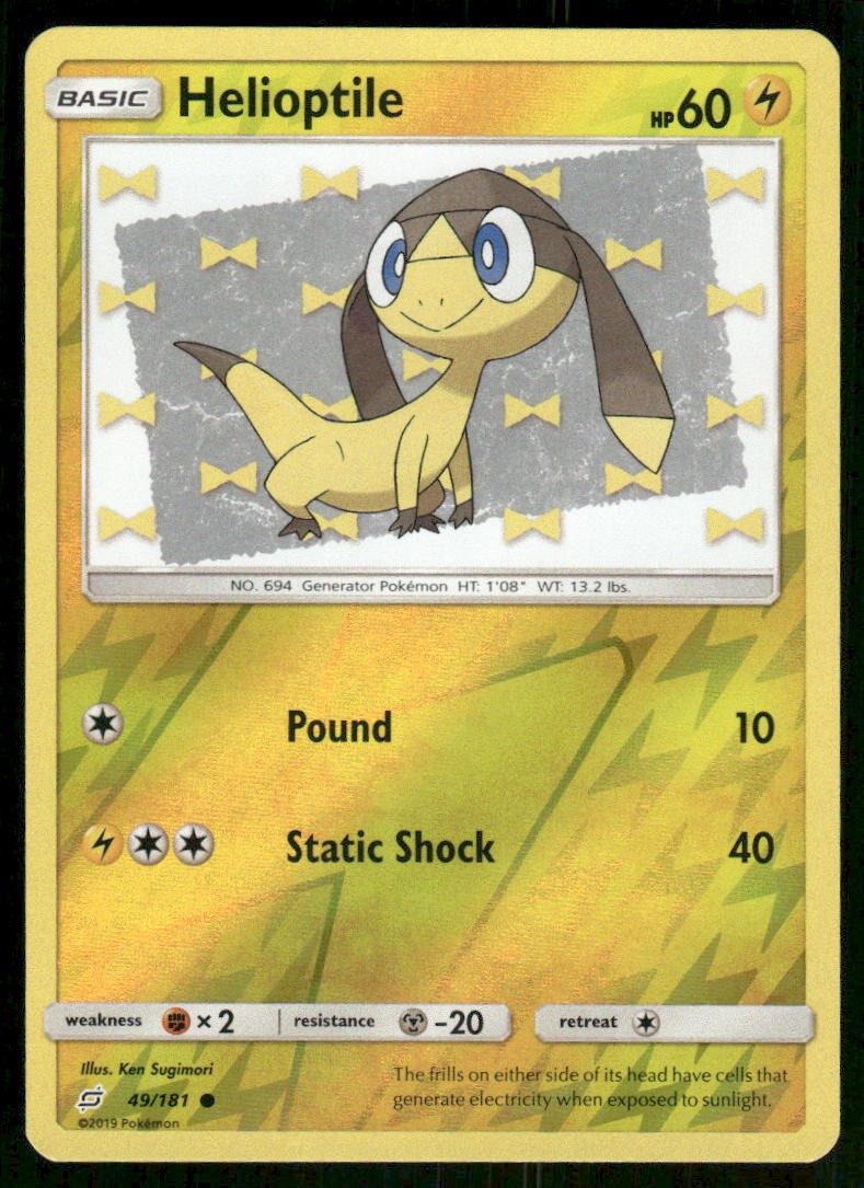 2019 Pokemon Helioptile Common Team Up 49/181 Reverse Holo NM