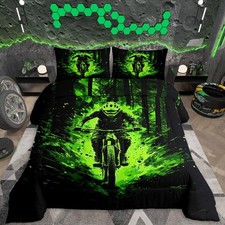 Dirt Bike Bedding Set,Boys Girls Twin Size,Motorcycle Comforter Set,Racing Mo...