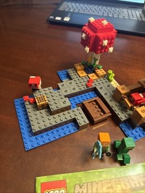 LEGO Minecraft 21129, The Mushroom Island, Complete Set w/ Manual (No Box)