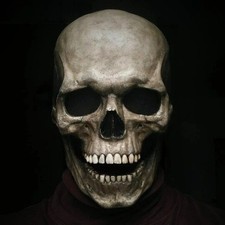 Creepy Full Head Skull Mask with Moving Jaw Scary Latex Helmet
