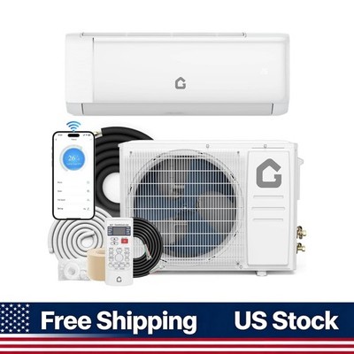 18000BTU Split AC Heating Cooling 19 SEER2 Quiet Remote 1250 Sq Ft