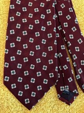 Ralph Lauren Polo Woven Silk Tie Burgundy w/ Tossed Squares 4x56 Made in USA