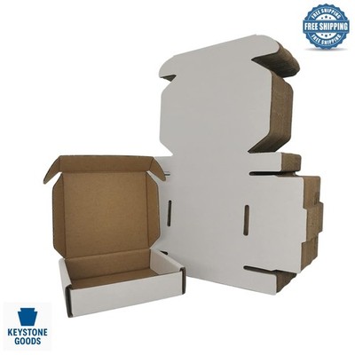 50 Pack White Corrugated Mailer Boxes - Small 4x4x1 Inch Shipping Boxes for B...