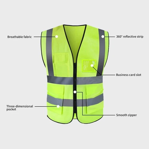 Safety Work Vest High Visibility Security Reflective Vest With 5 Pockets XL US image 2