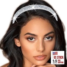 Sparkly Rhinestones Headband Wedding Bride Headbands Silver Crystal Hair